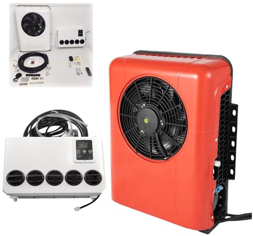 Split Electric Truck Air Conditioner 3000W Cool 24V Dc Parking Air Conditioning RV Rooftop Air Conditioner For RVs Motorhome Bus Trailers Tractors Camper Van Low Noise(Red)