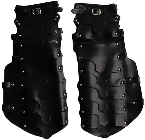 MDFCZXP 2pcs Mittelalter Retro Ritter Schuhe Stiefel Abdeckung Gothic Leder Beinrüstung Beinschienen Halbe Chaps Gamasche Wikinger Bogenschießen Beinschutz