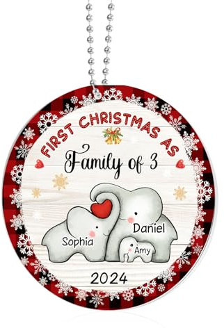 Personalisierter Weihnachtsanhänger Aus Acryl Weihnachtsdeko: Mit 2-6 Namen Foto Text Weihnachtsdeko Zum Aufhängen Geschenke Für Das Erste Weihnachten Neugeborenen Verheirateten Paar (3 Namen)