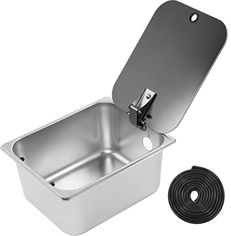 Sunicon RV-Spüle aus Edelstahl, Küchenspüle mit Abdeckung, Drop-in-Bar-Spüle, Wohnmobil-Bootsspüle, Handwaschbecken, kleine Spüle für Wohnmobile im Freien, mit Deckel und Sieb,