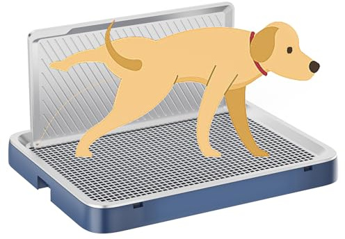 Indoor Dog Potty Tray with High Wall,25.59X19.69 Pee Pad Holder,Dogs Litter Box,Mesh Training Toilet for Puppy and Small Size Dog,Housebreaking Supplies, Pet Products (Blue)