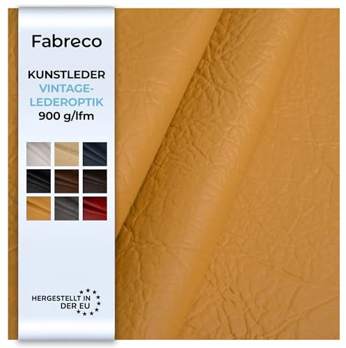 Fabreco - KUNSTLEDER Meterware MAMMUT (1 M x 140 cm) – Lederimitat in Lederoptik - Polsterstoff & Bezugsstoff Meterware für Möbelstoffe - Stoffe für Stühle Beziehen (Sand)