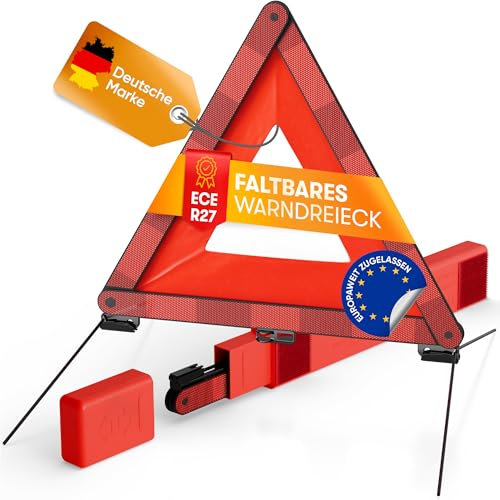 PURAHELP® KFZ Warndreieck Faltbar [Norm 2025 ECE R27] - Vehrkersdreieck Kompakt & Klappbar - Pannendreieck Auto sichtbar bis zu 250m - Sicheres Verkehrspannen Dreieck nach EU Norm (StVO konform)