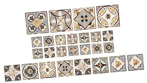 Uonlytech 28pièces Autocollants De Carreaux Vintage Imperméables Décoratifs Pour Cuisine Et Salle De Bain Adhésifs Muraux Faciles à Poser Nettoyer