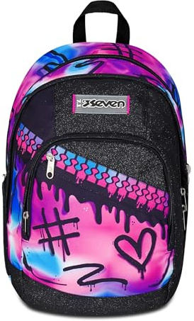 Seven Zaino Scuola Dual, Fucsia Azzurro, Doppio Scomparto 31 L, Con Tasca Per PC, Tasca Per Borraccia e Tasca Con Organizer, Scuola Media e Superiore, Zaino Per Ragazza