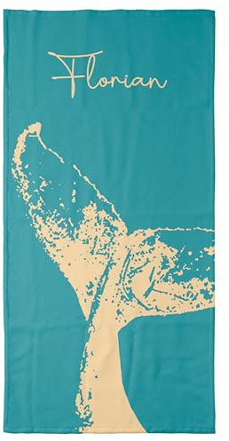 True Statements Personalisierbares Handtuch mit Namen – Flosse - Mikrofaser & Baumwolle – Schnell trocknend & weich – 50x100 cm – Ideal für Strand, Sport & Urlaub