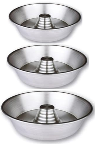 Omniacasa Tris Ruoti Ciambella Alluminio Alta Qualità (20-24-30cm) - Cottura Uniforme e Sformo Perfetto per Dolci e Ciambelloni