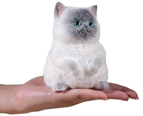 Anboor Squishies Stor katt leksak – mjuk siamesisk stressavlastande leksak för barn och vuxna, söt, realistisk, sensorisk leksak (12,4 cm)