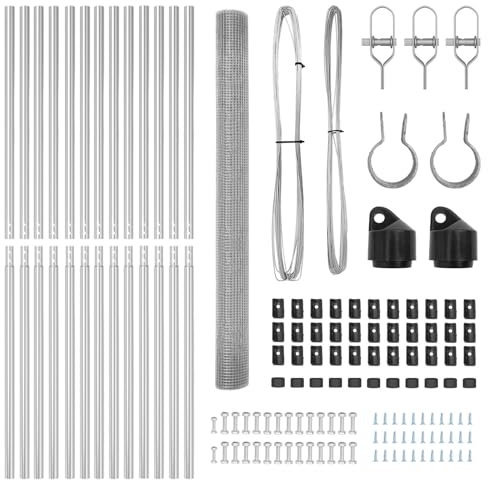 vidaXL Galvanized Steel Fence Set with Mesh 25 x 1.6m Premium Metal Industrial Design for Outdoor Fence Projects Durable Garden Kit Long Lasting Security Solutions