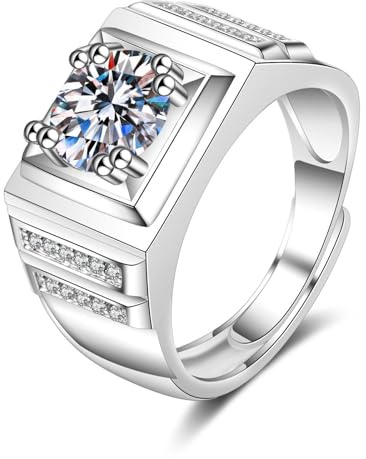 Tolldek Diamantring Weißgold 585 14 Karat, Labor Erstellt Diamant Breite Ring Hochzeitsring, Verlobungsring 14K Gold Echt Schmuck, 61 (19.4)