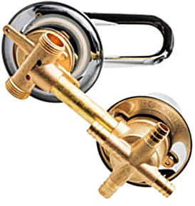 Robinet mitigeur de douche en laiton 4 voies 10 cm Cartouche en céramique Poignée épaisse Robinet de cabine de douche Débit d'eau réglable 10/12,5/14,5 cm Distance essentielle Salle de bain
