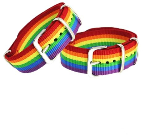 Lunpoem 2 x Pride Bracelet LGBTQ Accessories Bracelets Gay Flag, Rainbow Armband mit Stoffband & Metallverschluss, Regenbogen Armbänder als Pride Schmuck & LGBTQ Accessoire