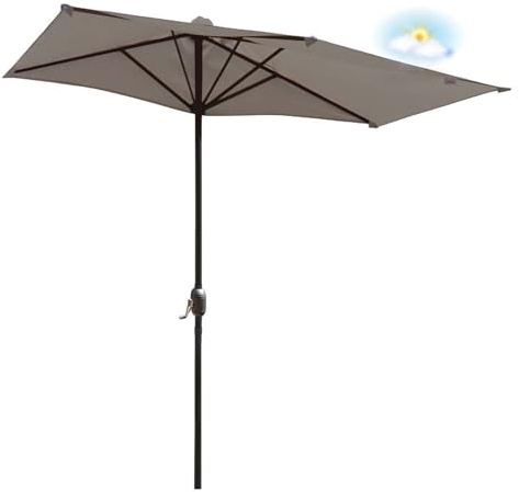 Ombrellone da 2,5 m con manovella facile, design rettangolare per giardino e terrazza, panno di ricambio impermeabile incluso, 5 bracci, nessuna base necessaria