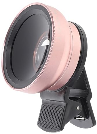 SMASOLO Lente para Smartphone Ultra Gran Angular y Macro Clip Ajustable, Diseño Compacto, Color Rosa Dorado, Compatible Teléfonos Móviles, Ligero y Portátil