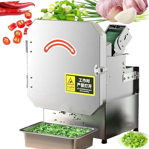 WhFKLca Coupe-Légumes électrique 300 Kg/H, Hachoir à Oignons Nouveaux Professionnel, pour Poivrons,Oignons Verts Hachés,Oignons,Coriandre,Poireaux,Haricots, Céleri, épaisseur Réglable De 1,3 à 35 Mm