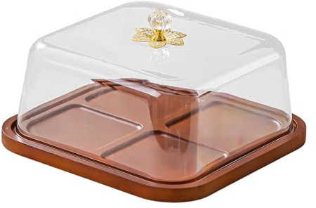 ＡＷＨＡＯ Soporte para Tartas con Tapa, Bandeja para Cupcakes, Ideal para cumpleaños y Galletas, Cuadrado de 26.5 X