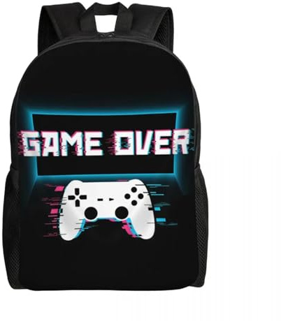 QIOEURYU Zaino Stampa 3D personalizzata Game Over Gaming Gamer Controller Videogioco Borse scolastiche universitarie Bookbag adatto a laptop da 15 pollici Loisirs All'aperto Regali di Vacanza