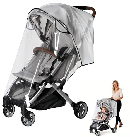 Housse de Pluie Universelle pour Poussette, Protection Imperméable Contre la Pluie, le Vent et la Neige - Compatible avec la Majorité des Modèles, Translucide et Respirante pour le Confort de Bébé