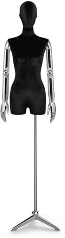 GUHPZA Weibliche Schaufensterpuppe Mit Ständer, Höhenverstellbar Von 158 Bis 200 cm, Beweglicher Und Drehbarer Oberkörper,Black