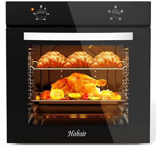 Hobsir Electric Oven with 4 Functions, Built-In 60L Single Oven | Knob Control, 250℃ High-Temperature Cooking, 120-Minute Timer, 60 cm