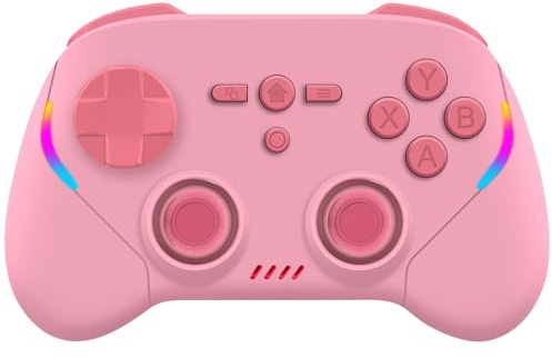 Joso Manette de jeu mobile sans fil pour iPad/tablette/iPhone/Android/Switch/Switch 2/Lite/OLED/PC, Manette de jeu portable avec joysticks/déclencheurs/gyroscope 6 axes – Rose