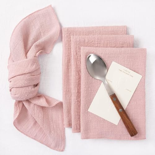 Pink Cloth Napkins, 6 Pack Pink Fabric Napkins, 42×42cm Cotton Linen Napkin, Reusable Dinner Table Napkin for Home, Wedding, Banquet, Hotel, Dinning, Party, Events
