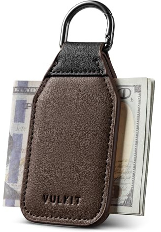 VULKIT Magnetic Money Clip with Keyring, Leather Money Clip, Multi-Purpose Magnetic Hat Clip for Cash and Keys