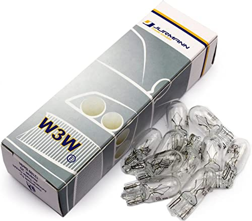 * PRAKTISCHES SET * - 10 Stück - W3W - W2.1x9.5d - T10 12V 3W KFZ Beleuchtung - LONGLIFE - Glühlampe, Glassockellampe, Glühbirne, Soffitte, Autolampen WERKSTATTWARE vom Jurmann Trade GmbH®
