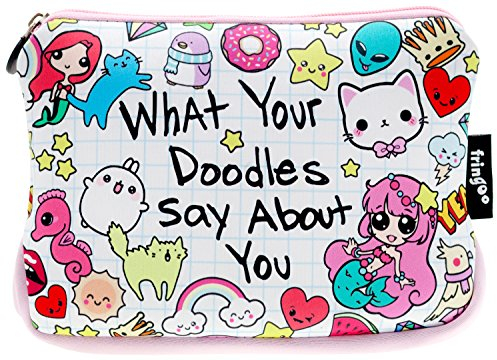 FRINGOO® Großes Federmäppchen für Jungen und Mädchen Schreibwaren Lustig niedlich für Kinder mit Einhorn aus Neopren mit Reißverschluss Schulzubehör