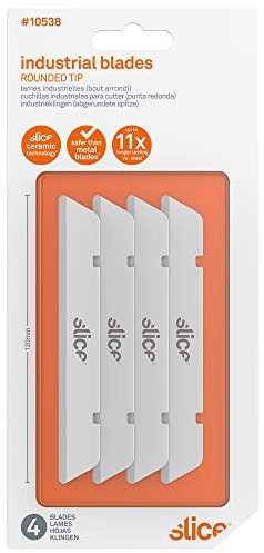Slice #10538 Industrial Rounded Tip, Ceramic Blades, (Pack of 4), Silver