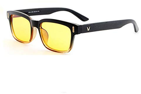 voso Blue Light Blocking Glasses Anti Glare Computer Gaming TV Anti UV Radial Reflex Filter Eyewear Eyeglasses (Black Frame + Yellow Lens)