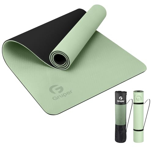 Yoga Mat Non Slip, Eco Friendly Fitness Exercise Mat with Carrying Strap,Pro Yoga Mats for Women,Workout Mats for Home, Pilates and Floor Exercises (Matcha Green/Black, Thickness-6mm)