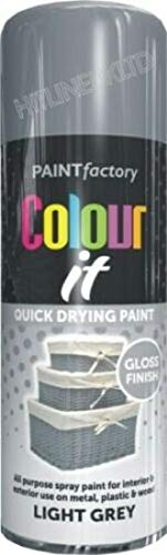 HitlineUK 400ML LIGHT GREY SPRAY PAINT GLOSS SPRAY INTERIOR EXTERIOR PAINT WOOD PLASTIC METAL PAINT COLOUR IT