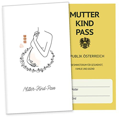 OLGS 3-teilige Mutter-Kind-Passhülle Österreich Modern Lineart | Schwangerschaft Geschenkidee | Schutzhülle für den Muki-Pass mit Fach für Ultraschallbilder (MuKiPass ohne Personalisierung, Faith)