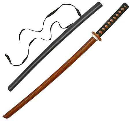 Martial Arts Adults Red Oak Roped Wooden Bokken With Plastic Scabbard