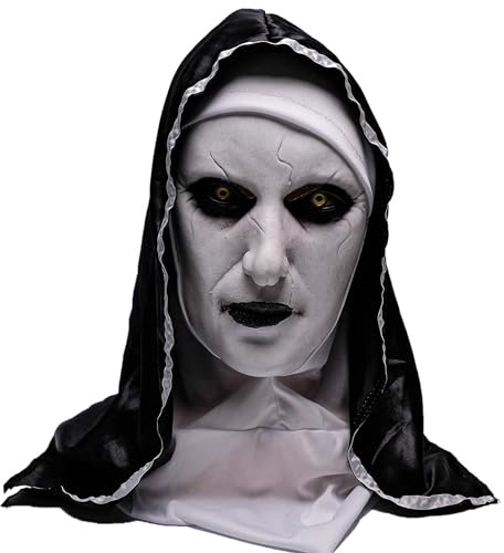 Carnavalife Máscara de Terror Monja para Halloween, Máscara de Látex para Disfraz de Cosplay, Mask Terror Nun de Cabeza Completa, Talla única