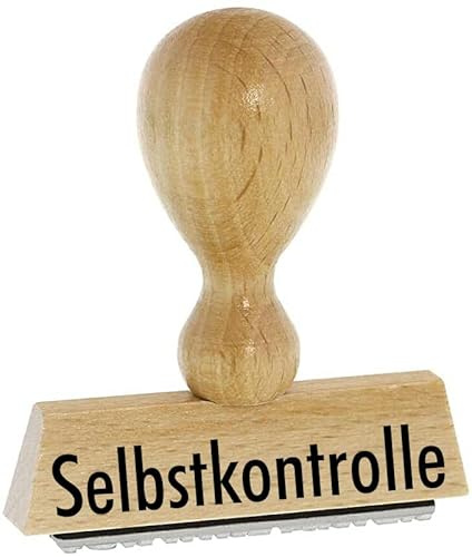 Lehrer-Stempel – Selbstkontrolle - von Kaufhaus 2010 aus Holz & Gummi, zum Bestempeln von Schriftstücken aller Art. 4 cm lang
