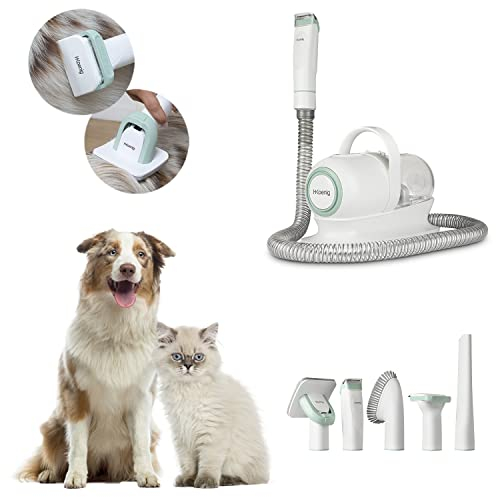 h.koenig Aspiratore e Macchina per Toelettatura di animali domestici PAW400,Tutti i tipi di peli, Aspirazione,Taglio e Spazzolatura,9 Accessori,Ciotola rimovibile 1L,3 velocità di aspirazione, Bianco