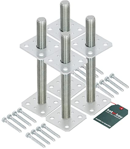 KOTARBAU® 4x Support De Poteau 80x80x250 mm En Acier Galvanisé | Support De Poteau À Visser Pour Poteaux | Pied Poteau | Platine Poteau |Support Poteau Bois |Fixation Poteau Bois |Support Poteau Acier
