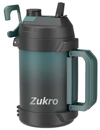 Zukro 1 Gallon Water Jug, One Gallon Large Triple Wall Insulated Metal Jug With Straw and Spout, No Sweat 128 oz Stainless Steel Sport Water Bottle Keeps Cold 48 Hours for Outdoors,