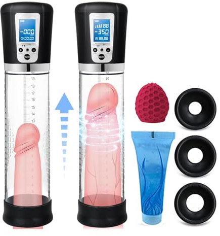 Layhou Hombre Bomba de Vacio para agrandar el pene con 4 intensidades de succión, recargable automática de alto vacío bomba de extensión del pene, dispositivo de presión de aire negro