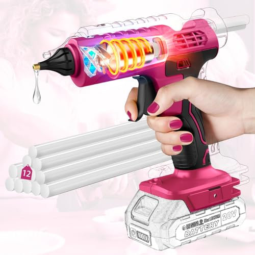 100W Akku Heißklebepistole, Schnell Aufheizung Klebepistole mit 12 PCS Klebesticks, Heissklebepistole für DIY, Handwerk und Schnelle Reparaturen (Klebepistole für Makita)