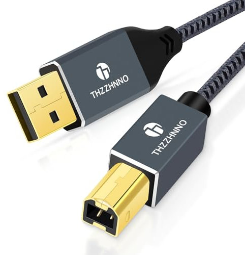Thzzhnno Cavo USB per Stampante da 2M, USB A a USB B, USB 2.0 Tipo A Maschio a B Maschio per scanner HP, Dell, Epson, Xerox, Lexmark, Brother, Canon, Samsung, Pianoforte