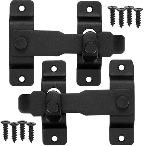 2 Piezas Pernos Cerradura Puerta Granero, Cerraduras Puertas Granero, Pestillo Puerta Corredera, Pestillo Abatible Cerradura Puerta, para Baño, Pestillos de Ventanas, Muebles de Gabinetes (Negro)