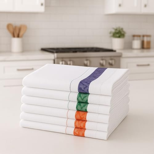 Corredocasa Set da 6 Strofinacci in Puro Cotone Tela Aida 50x90 cm - Canovacci Asciugapiatti Ricamabili da Cucina, Resistenti e Assorbenti, Made in Italy (Viola)