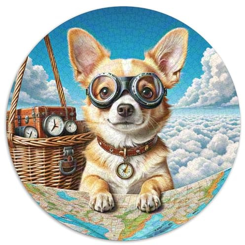 Chihuahua Puzzle 1000 Teile Rund Fur Erwachsene Und Kinder Tieres Haustiers Cute Legespiel Geschicklichkeitsspiel Geschenk Fordernd Kleinkinder 1000pcs (67.5x67.5cm)