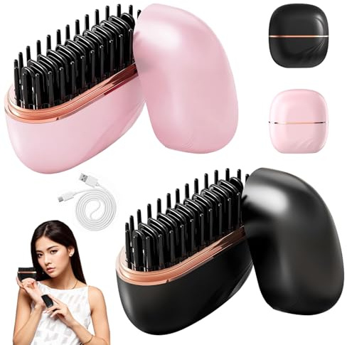 Cepillo Alisador De Cabello, Mini Peine Alisador, Cepillo Alisador De Pelo Inalámbrico Mini, Cepillo Alisador De Cabello Inalámbrico, 3 Temperaturas160°C-200°C, Apta para Todo Tipo de Cabello (M4)