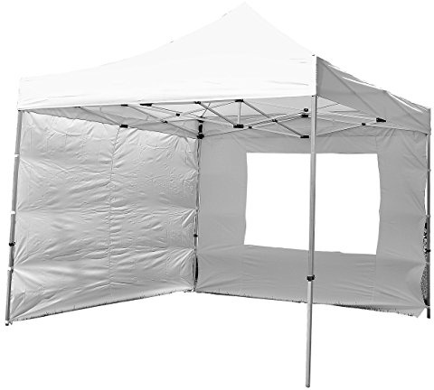 Profi Falt-Pavillon 3x3m mit 4 Seitenteilen (2 ohne, 2 mit Fenster) (Weiß)