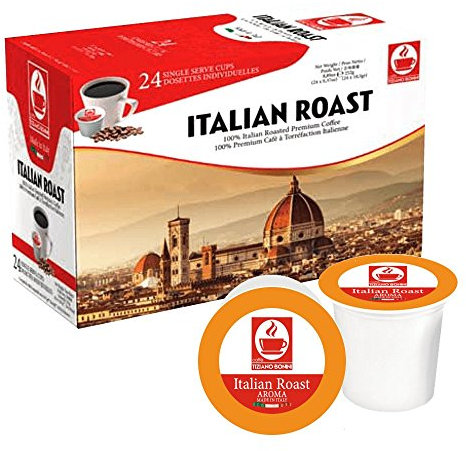 Caffè Tiziano Bonini Coffee Pods, Pack of 2 Keurig Compatible Coffee Pods, K-Cup. Italian Roast Blend. Each Pack 24 pods (Total 48 pods) 100% Italian Coffee