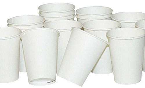 8oz Single Wall White Disposable Tea Coffee Hot Drinks Paper Cups - Pack of 1000